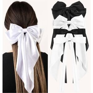 Elegant Black and White Hair Bows